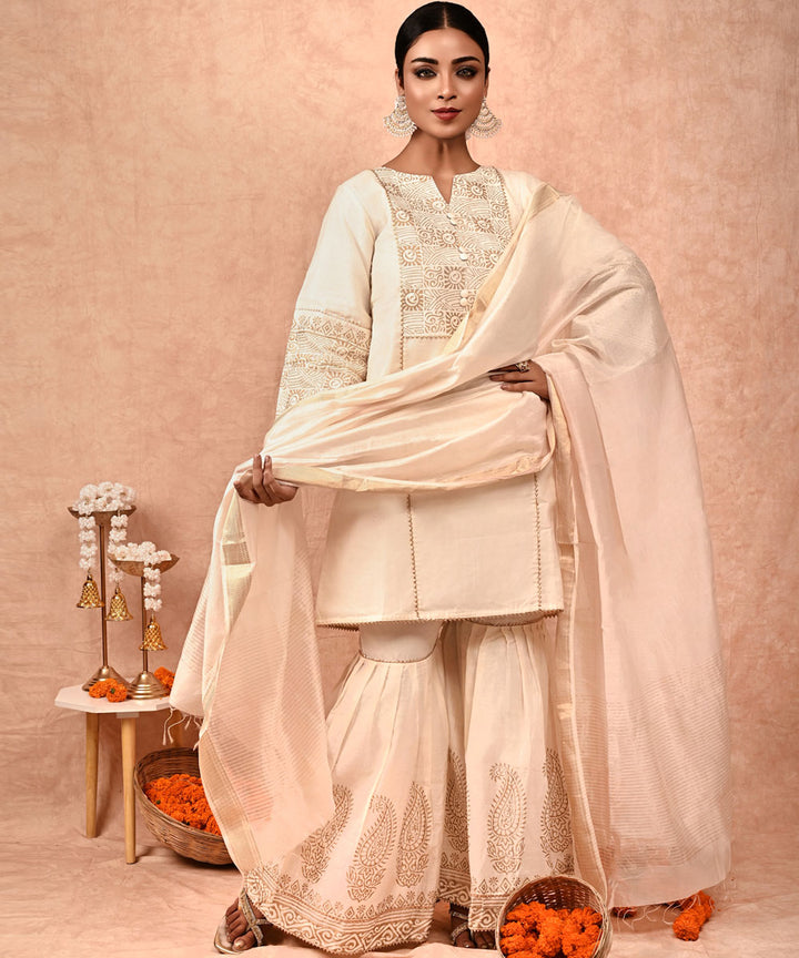 Padma chanderi silk kurta set with dupatta-set of 3