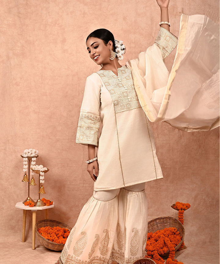 Padma chanderi silk kurta set with dupatta-set of 3