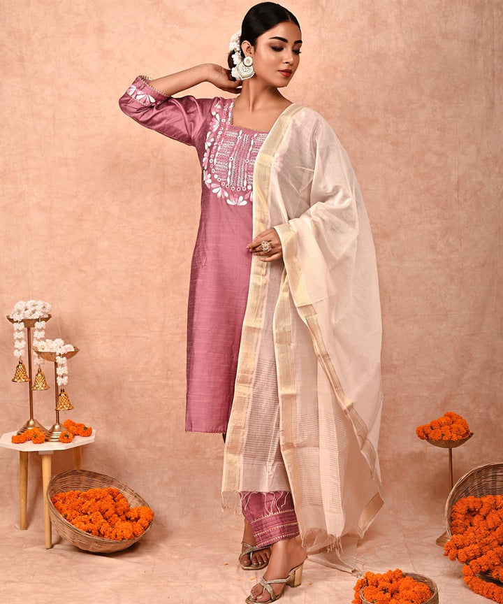 Soha cotton silk kurta-set of 3