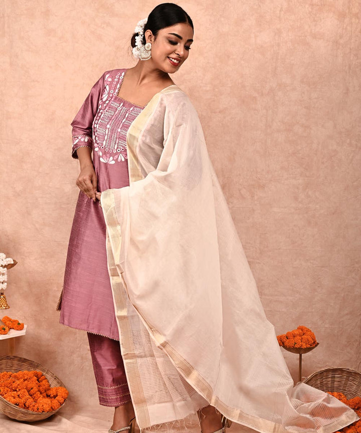 Soha cotton silk kurta-set of 3