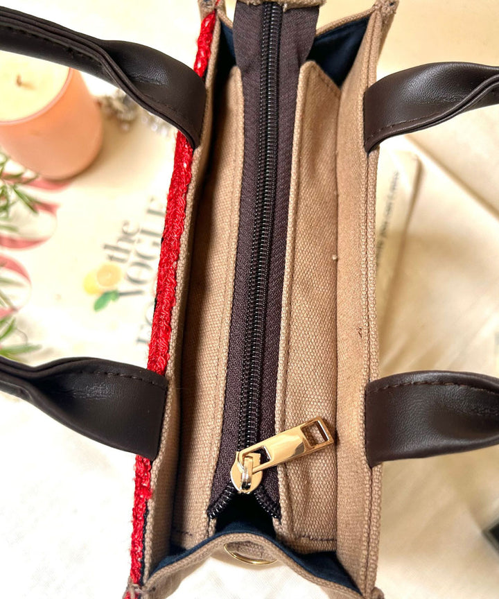 Olive green hand embroidered kashmiri canvas sling bag