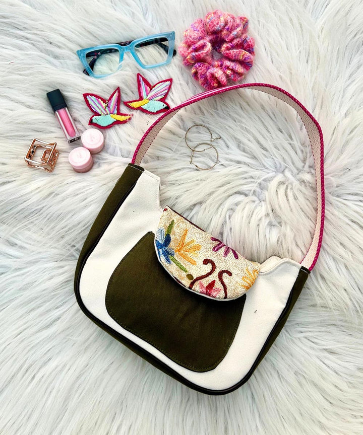 Sillica hand embroidered kashmiri canvas saddle bag