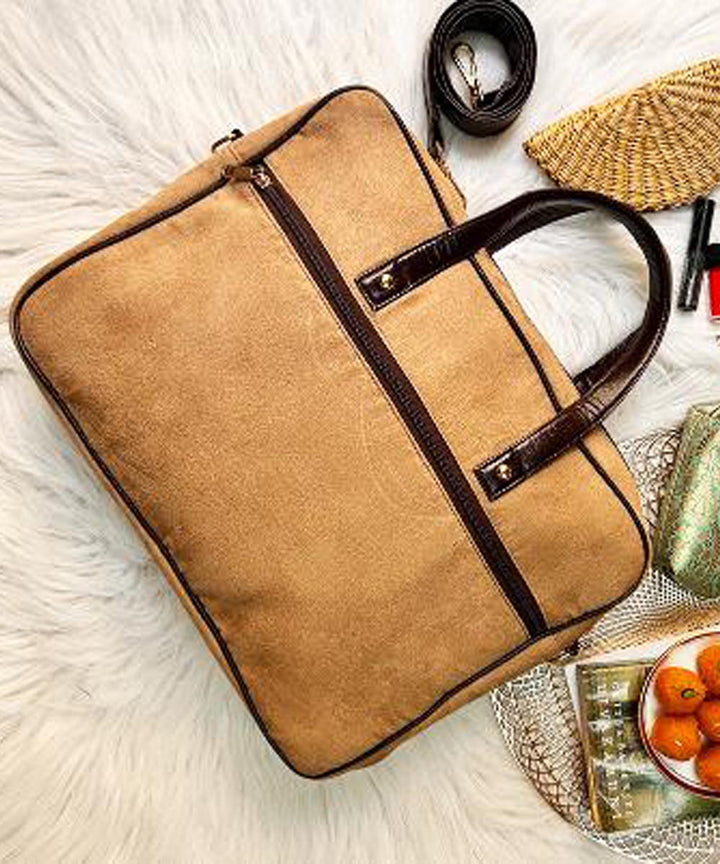 Multicolor hand embroidered kashmiri suede laptop bag