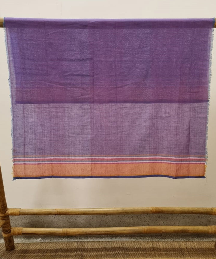 Light blue purple cotton handwoven assam saree