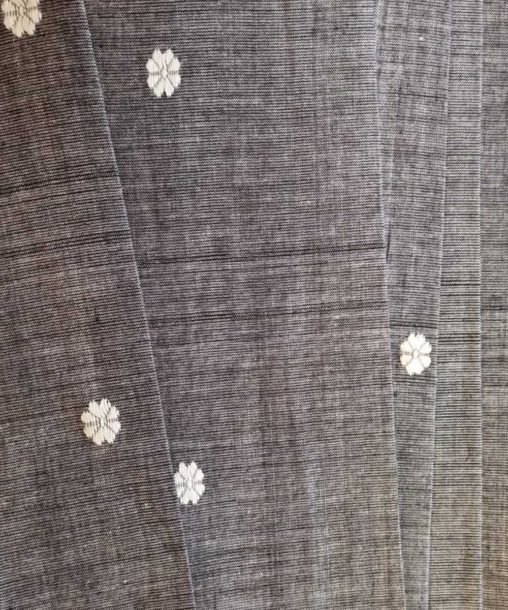 Grey with buti handwoven cotton assam fabric