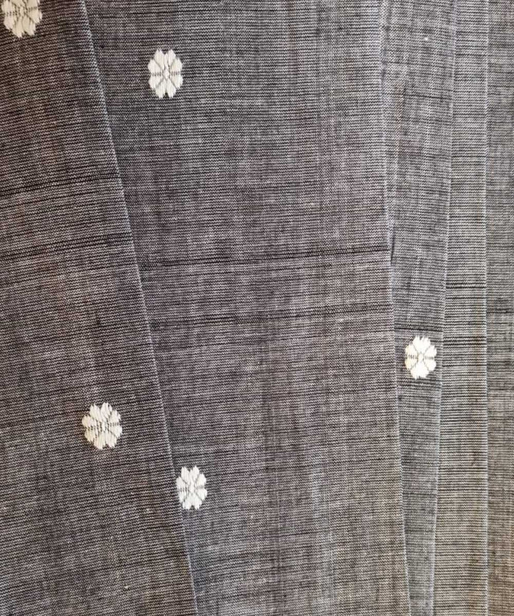 Grey with buti handwoven cotton assam fabric
