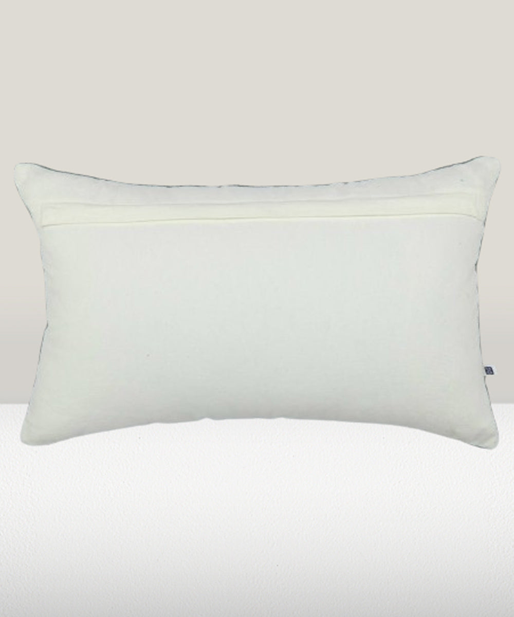 Green handembroidered  cotton cushion cover