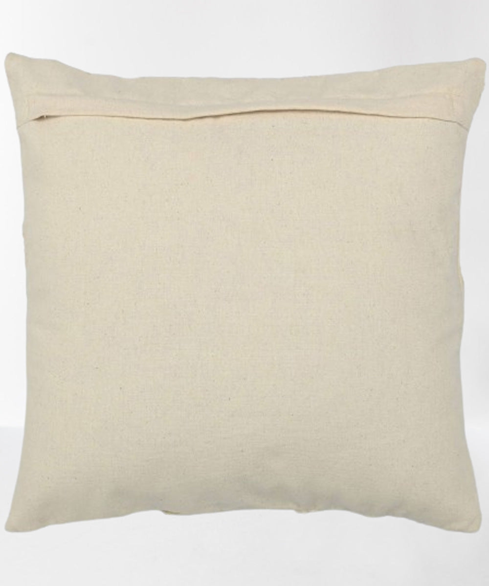 Cream leaf handembroidered cotton cushion cove