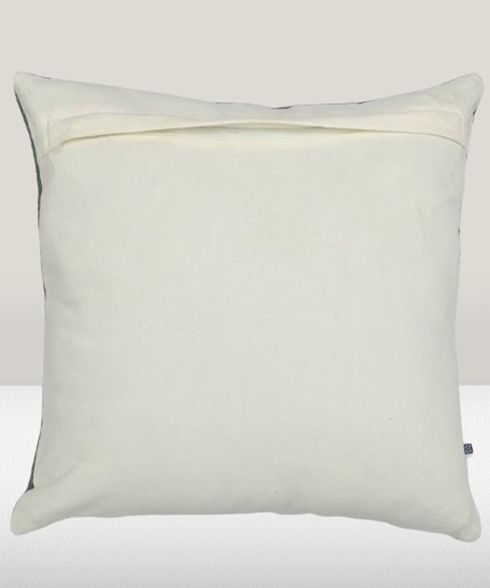 Green flower handembroidered cotton cushion cover
