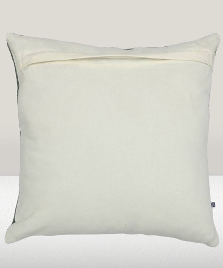 Green flower handembroidered cotton cushion cover
