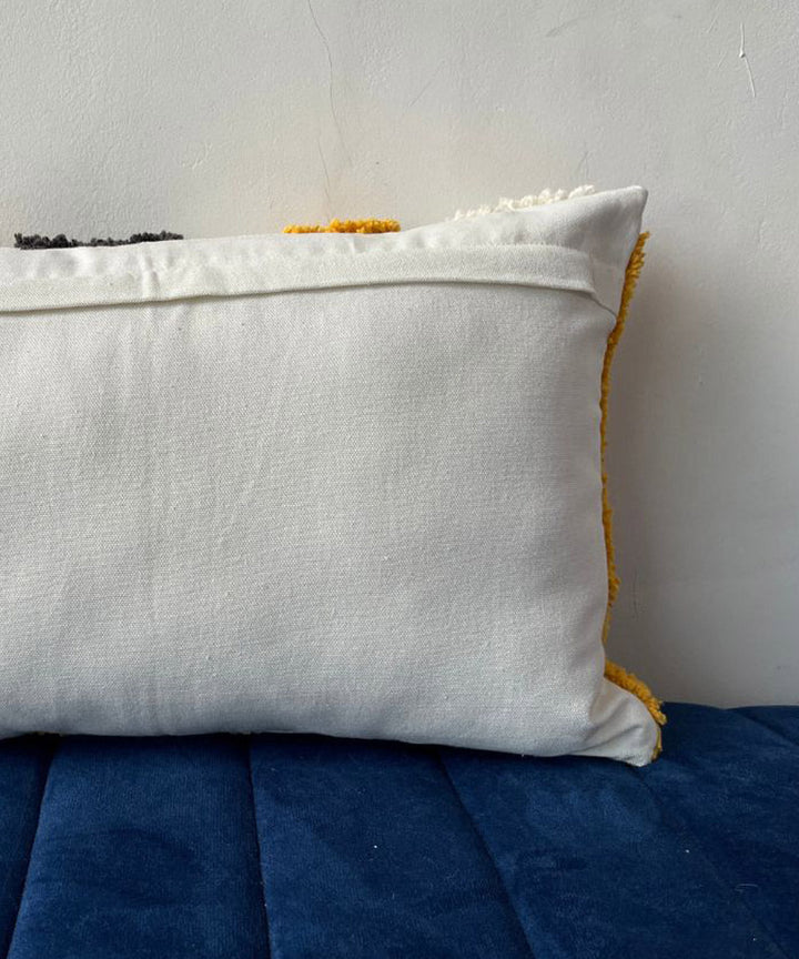 Multicolor hand embroidered cotton cushion cover