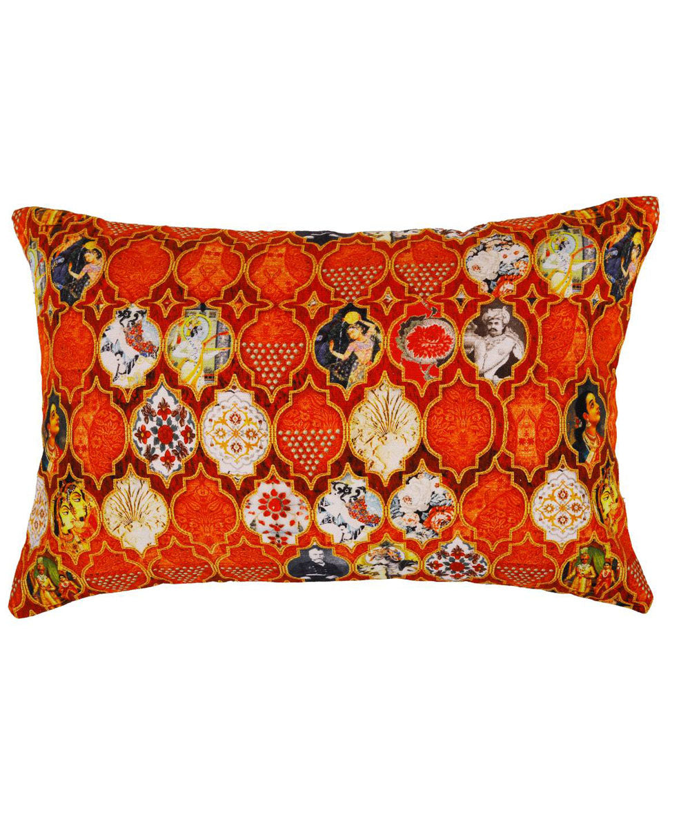 Orange hand embroidery cotton cushion cover