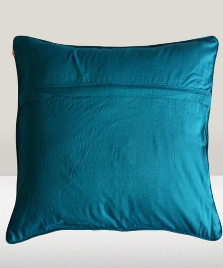 Blue handembroidered cotton cushion cover