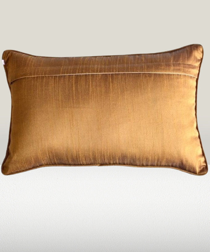 Multicolor hand embroidered lumbar cotton cushion cover