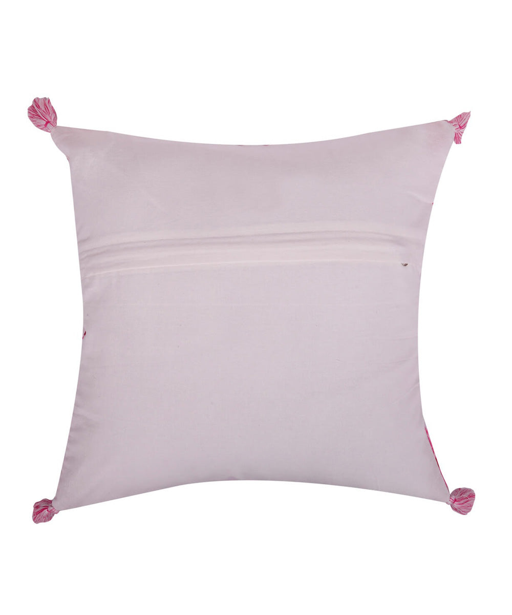 White pink handpainted tie dye cotton cushion cover