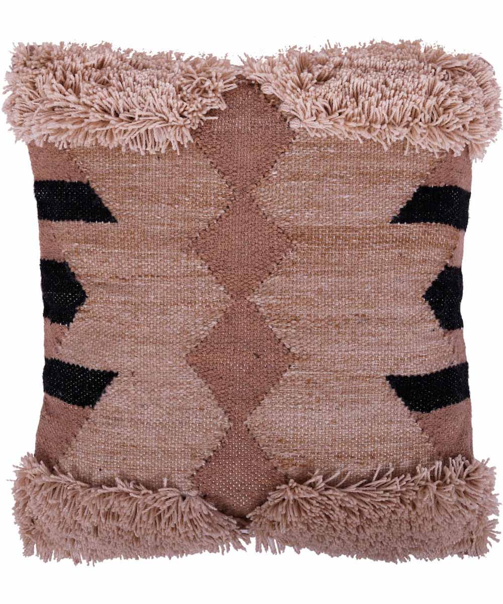 Brown handwoven boho cotton cushion cover