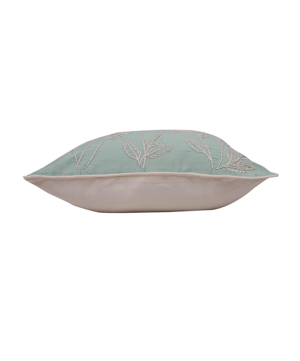 Sea blue hand embroidery cotton silk cushion cover