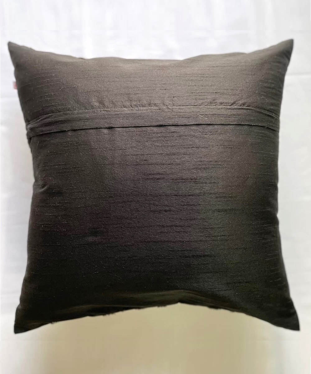 Black bead handembroidery silk cushion cover