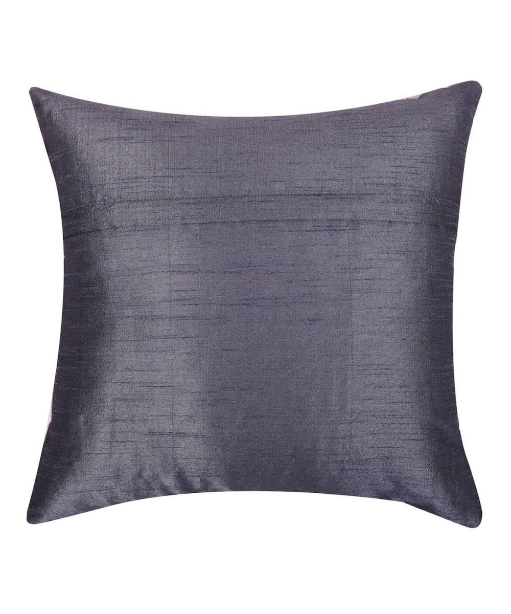 Grey bead handembroidery silk cushion cover