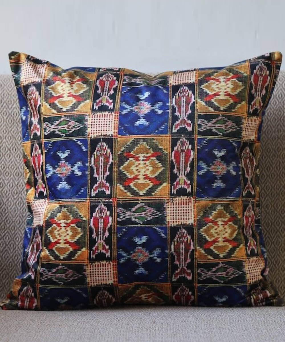 Multicolor handwoven patola silk cushion cover