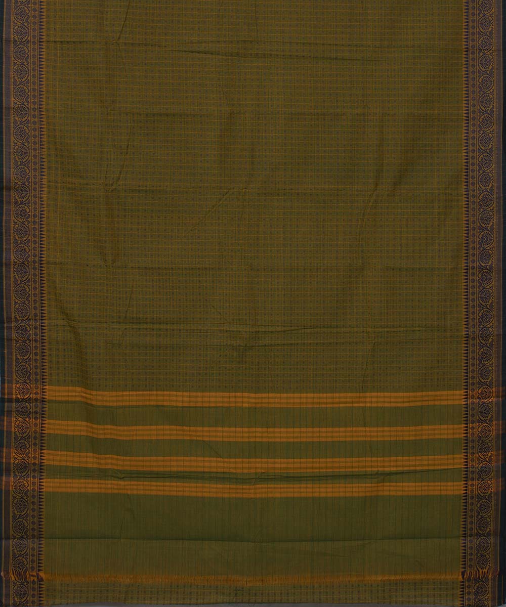 Olive green handwoven tamilnadu chettinadu cotton saree