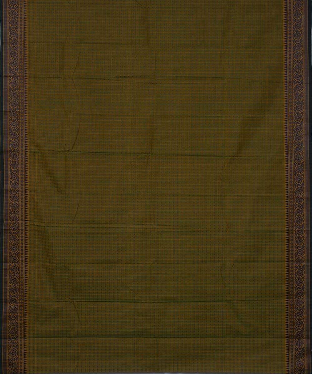 Olive green handwoven tamilnadu chettinadu cotton saree
