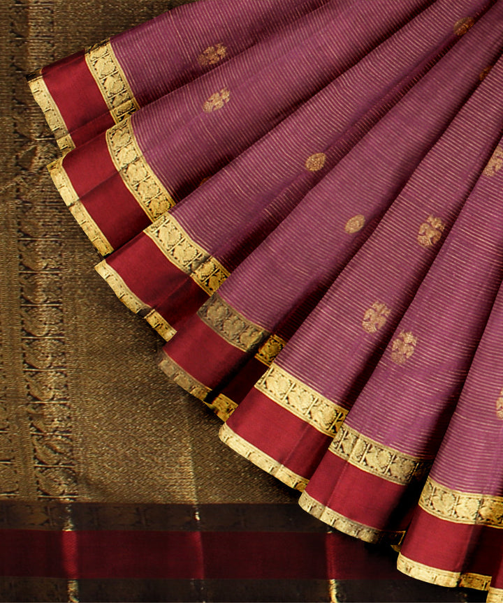 Pink red vairavoosi body kancheepuram handwoven silk saree