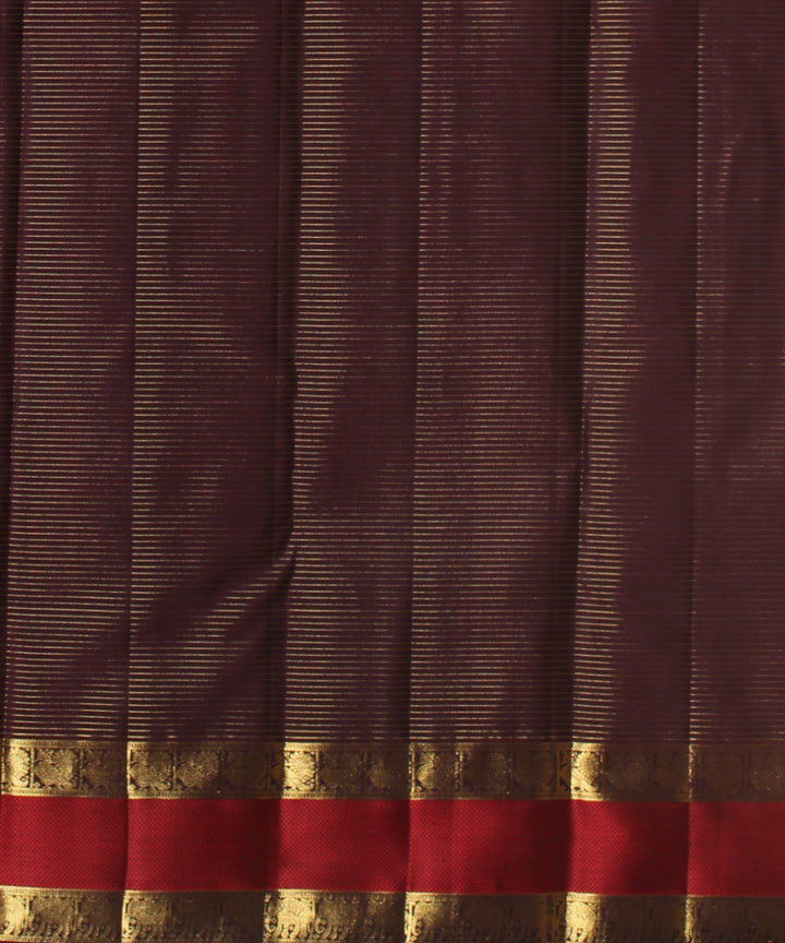 Pink red vairavoosi body kancheepuram handwoven silk saree