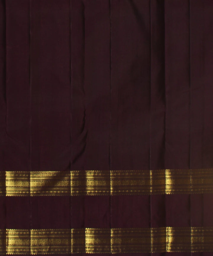 Cyan green red rudrakshi border handwoven kancheepuram silk saree