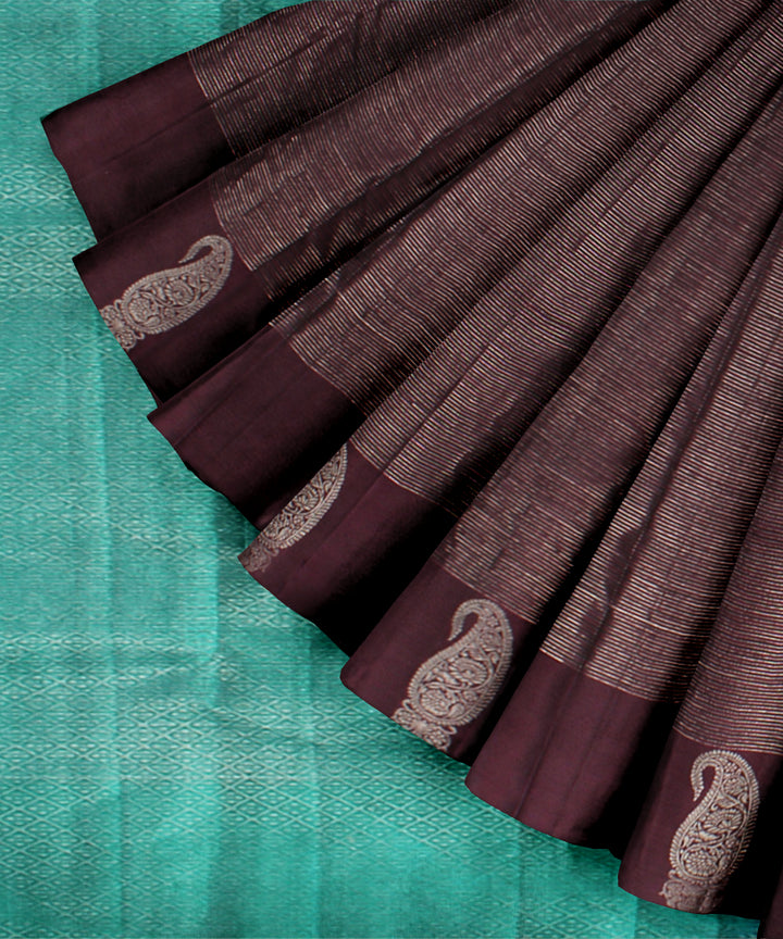 Cyan green red vairavoosi body handwoven kancheepuram silk saree