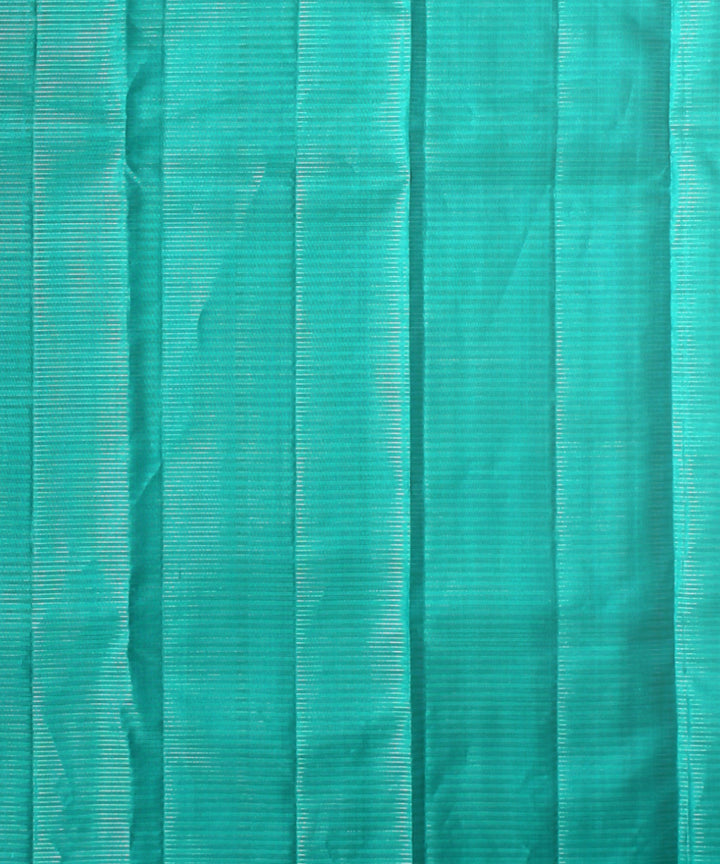 Cyan green red vairavoosi body handwoven kancheepuram silk saree