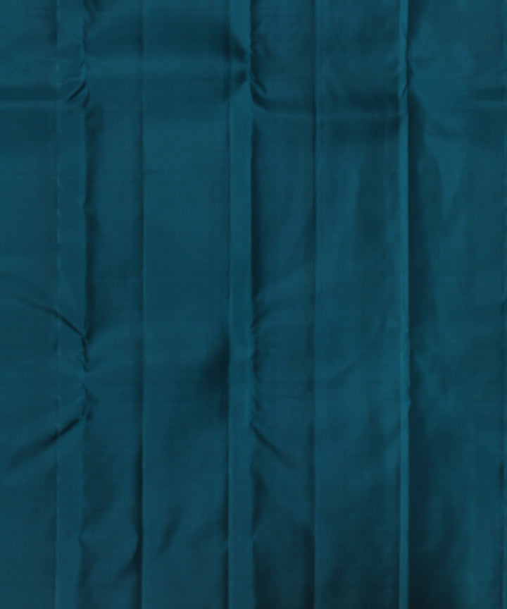 Cyan green red meenakari leaf butta handwoven kancheepuram silk saree