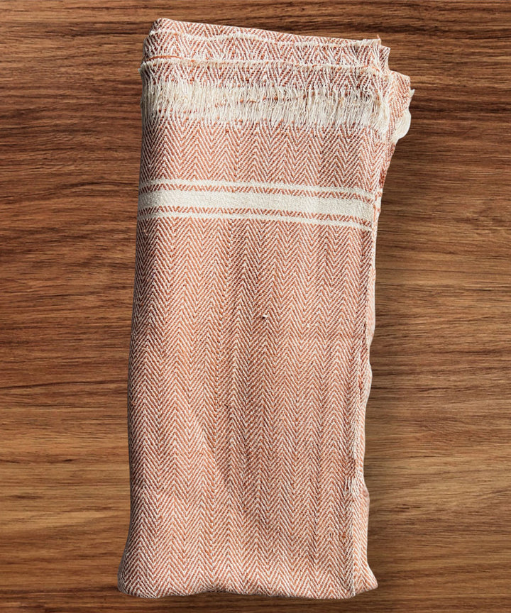 Brown white handspun handwoven cotton bath towel