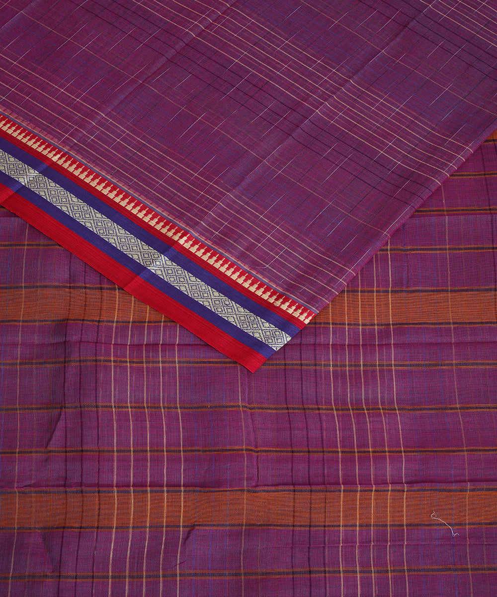 Purple handwoven cotton narayanapet saree