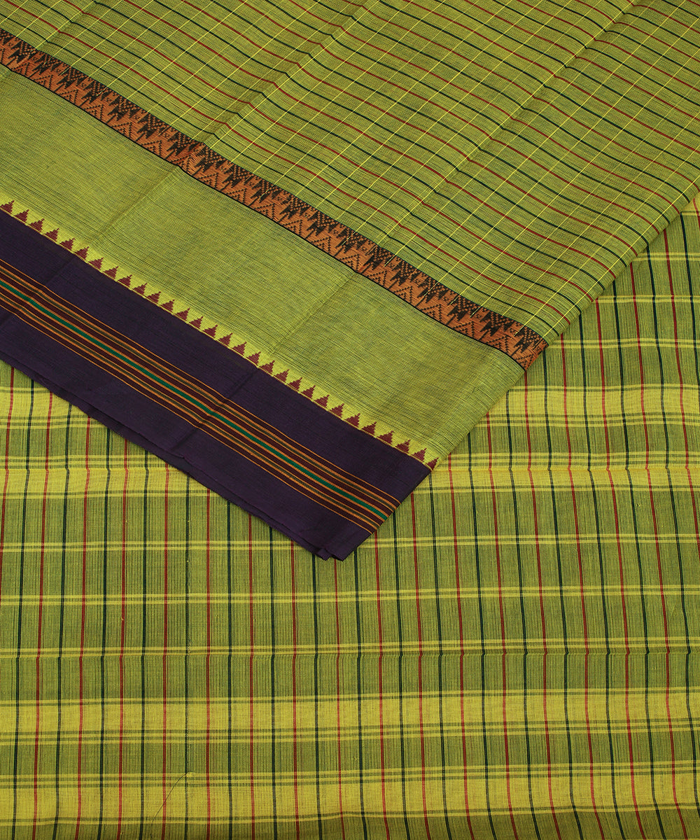 Lemon green handwoven narayanapet cotton saree