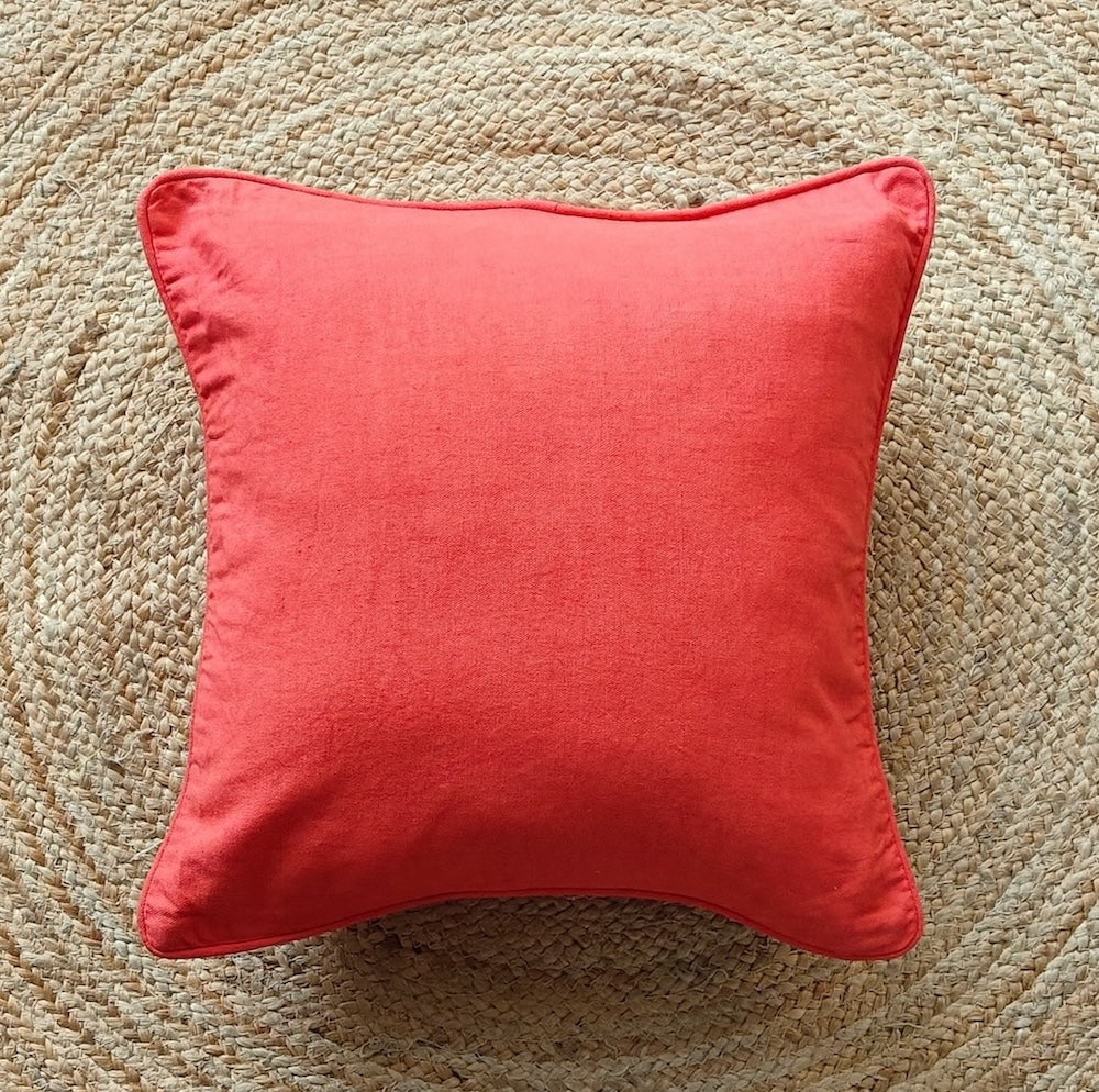 Coral handloom cotton cushion cover