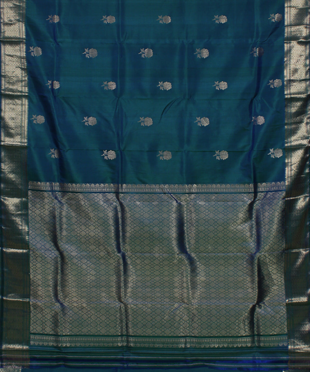 Dark green handwoven silk baluchari saree
