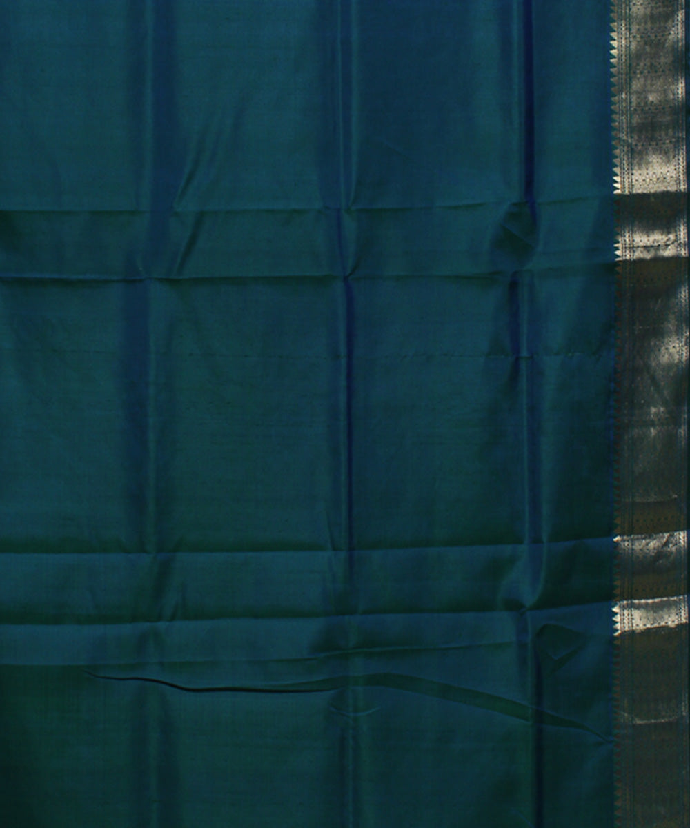 Dark green handwoven silk baluchari saree