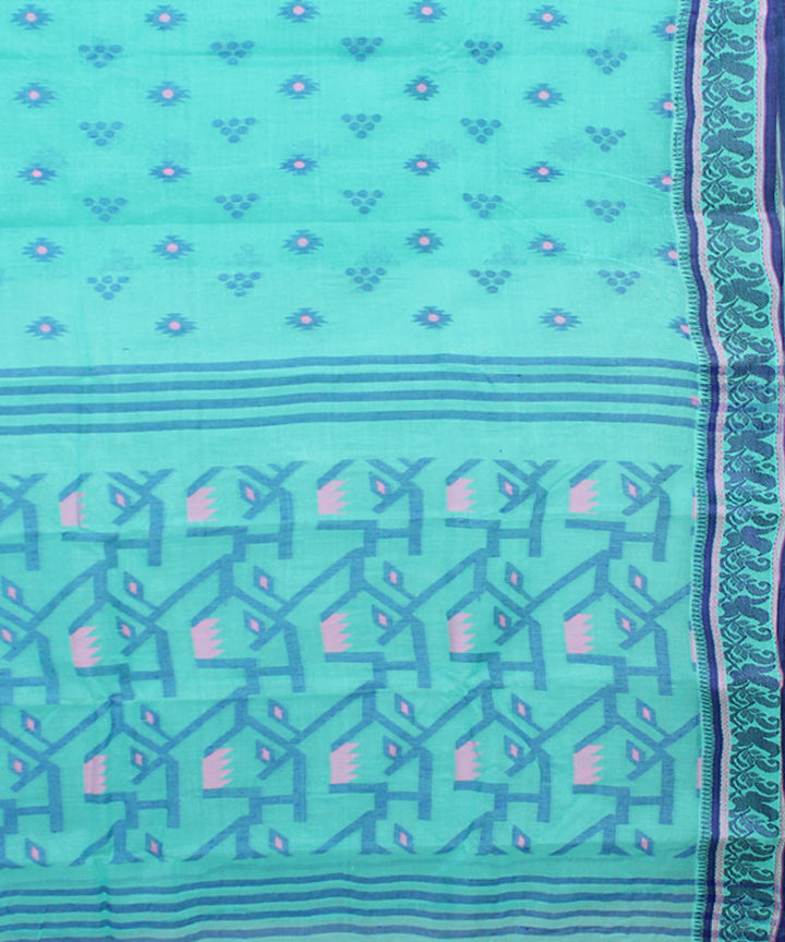 Sky blue cotton handloom bengal tangail saree