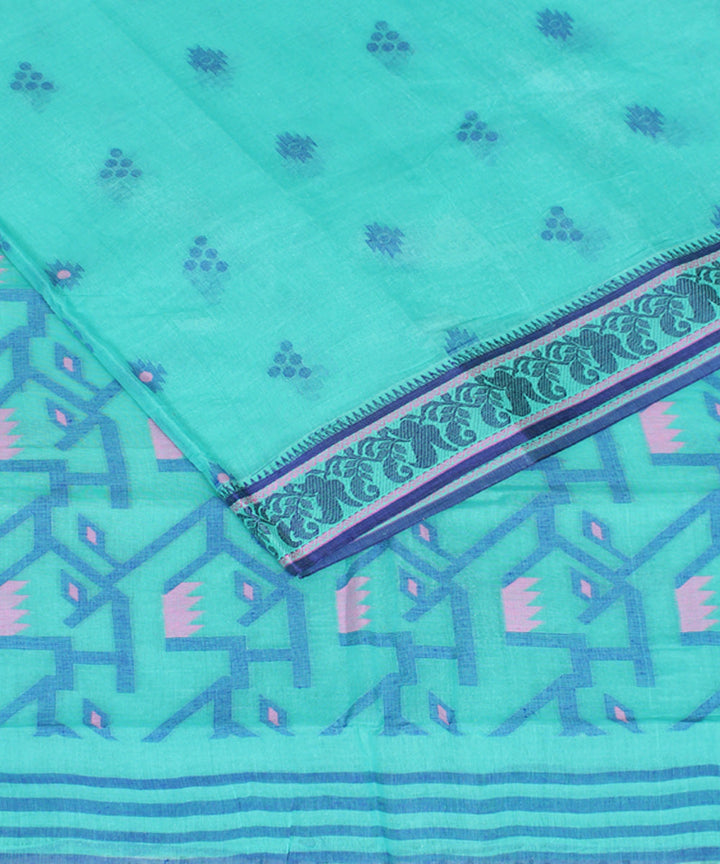Sky blue cotton handloom bengal tangail saree