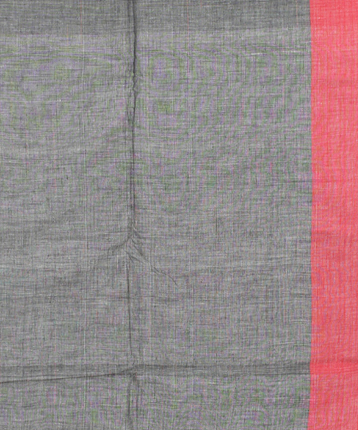 Grey red handloom mercerised cotton bengal saree