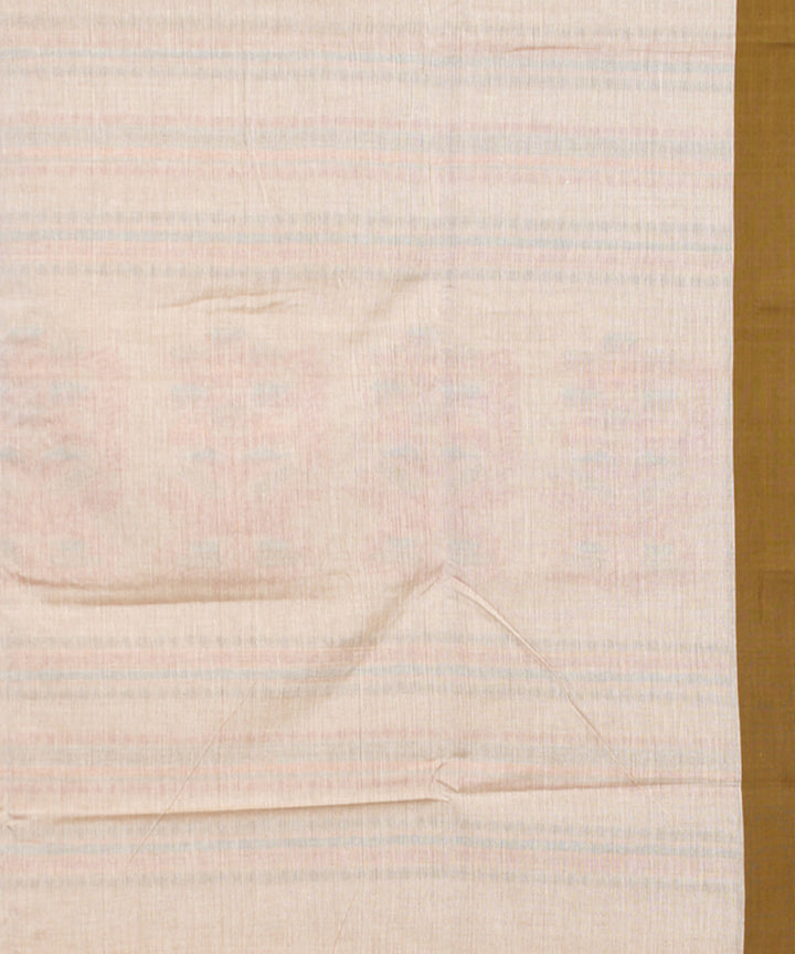 Beige olive mercerised cotton handloom bengal saree