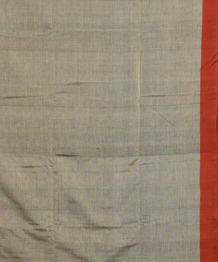 Grey red bengal mercerised cotton handloom saree