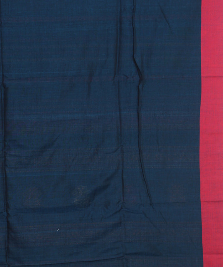 Navy blue pink mercerised cotton handloom bengal saree