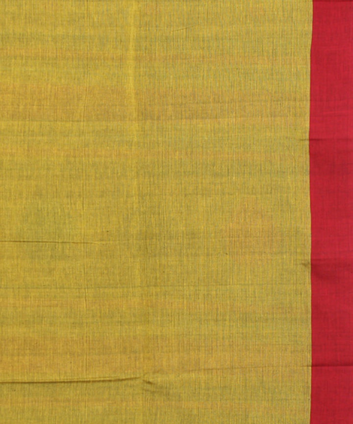Mustard red mercerised cotton handloom bengal saree