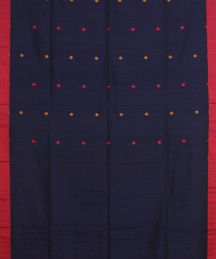 Blue pink mercerised cotton handloom bengal saree