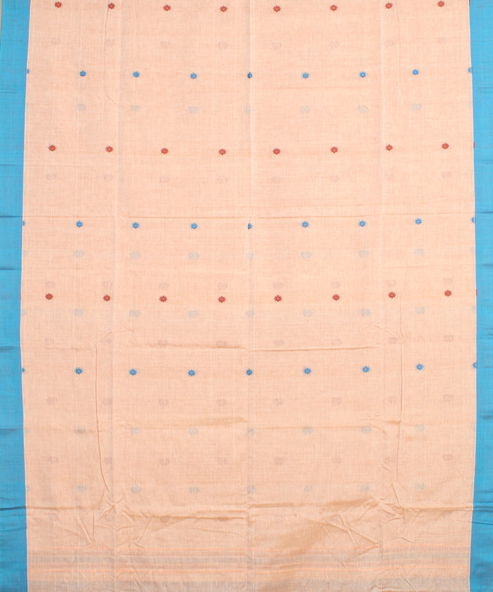 Light peach blue mercerised cotton handloom bengal saree