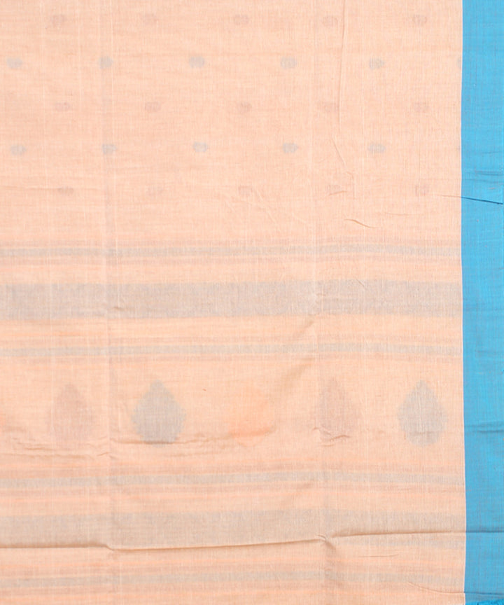 Light peach blue mercerised cotton handloom bengal saree