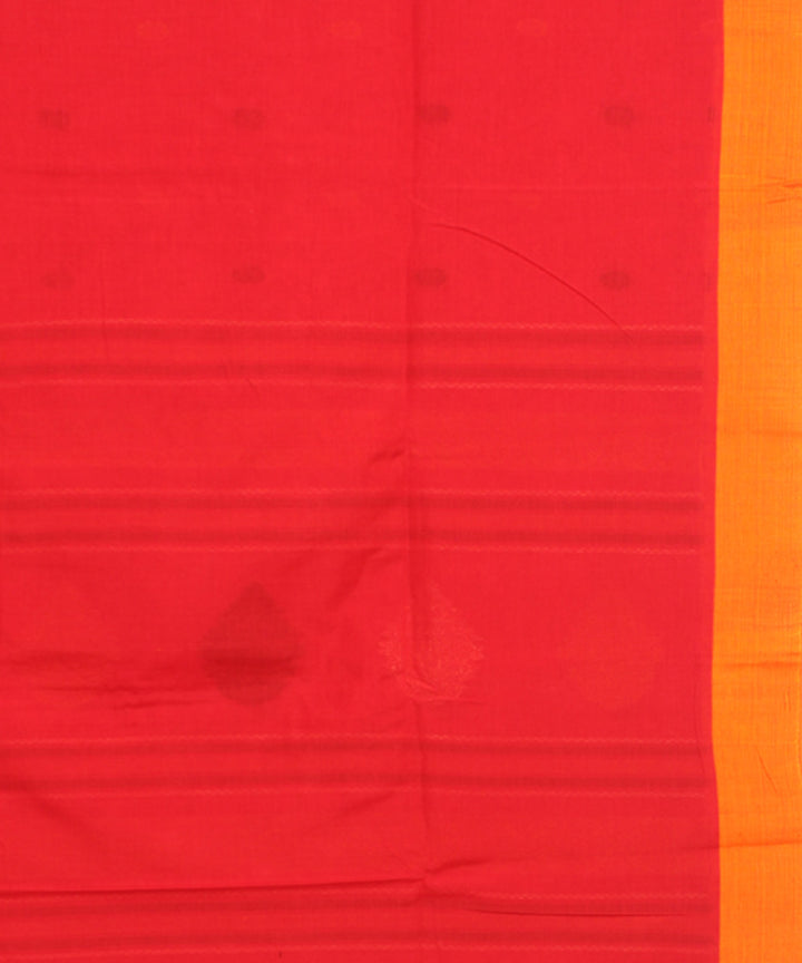 Red mustard mercerised cotton handloom bengal saree