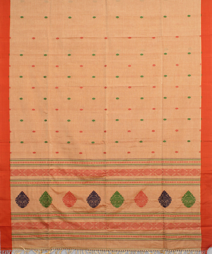 Coral rust mercerised cotton handloom bengal saree